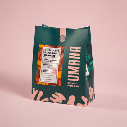 Pacote de café Chocolate & Laranja da Neide, linha Seletos da Umana, produzido por Neide Zeferino